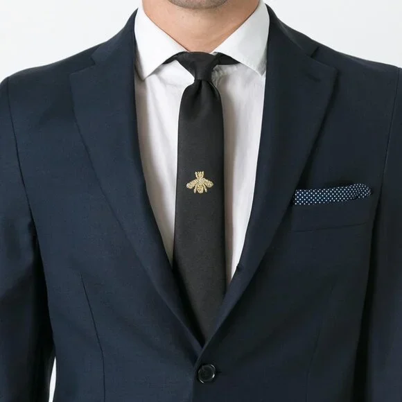 NWOT Gucci Men's Tie with Bee Embroidery