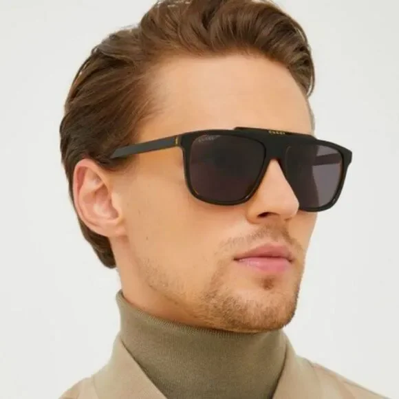 NEW GUCCI GG1039S 001 Black/Yellow Gray Aviator Plastic Men Sunglasses