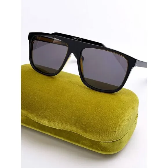 NEW GUCCI GG1039S 001 Black/Yellow Gray Aviator Plastic Men Sunglasses