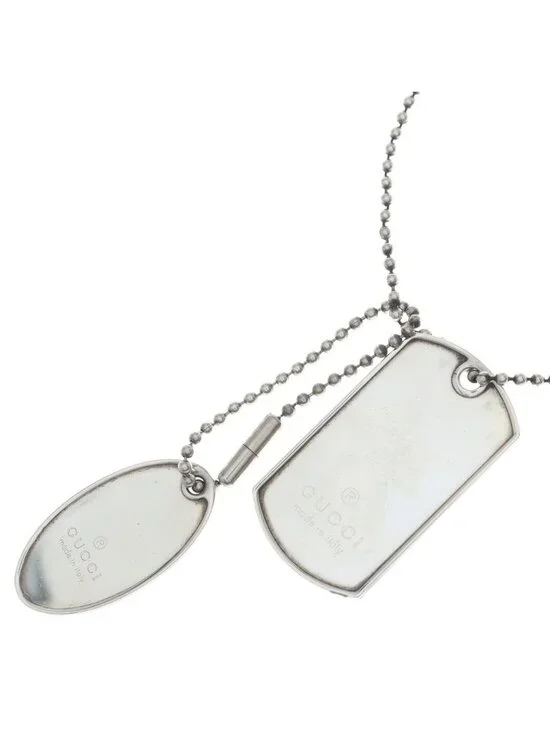 Gucci Dog Tag Ball Chain ID Necklace Silver