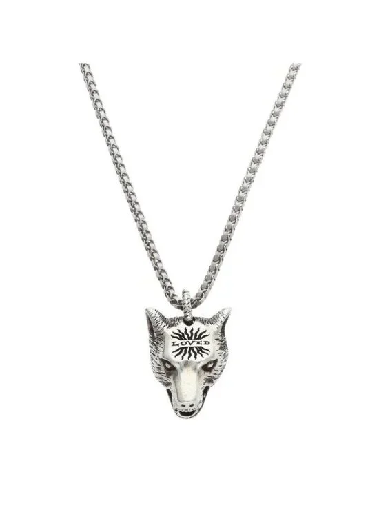 Gucci Anger Forest Wolf Necklace Silver