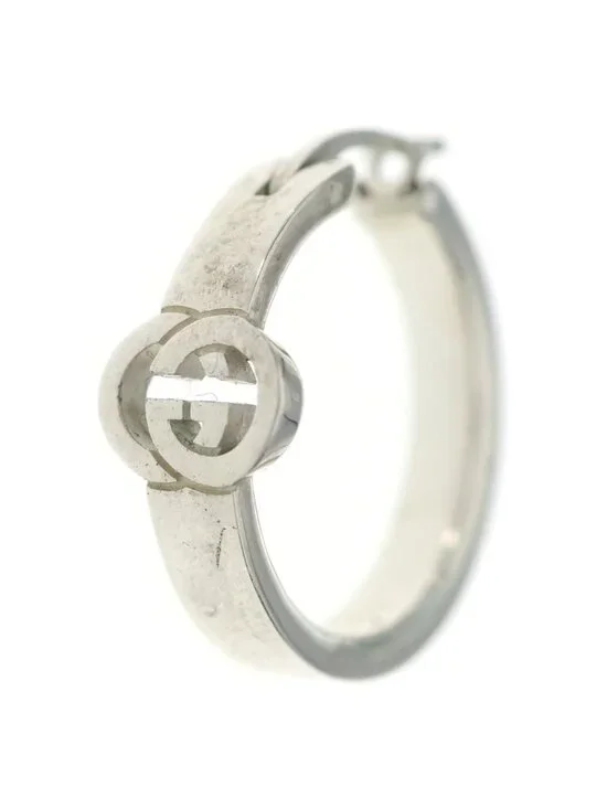 Gucci GG Interlocking Hoop Earrings Silver