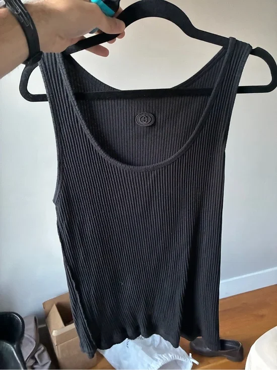 Black Ribbed Tank Top -Sleeveless Scoop Neck