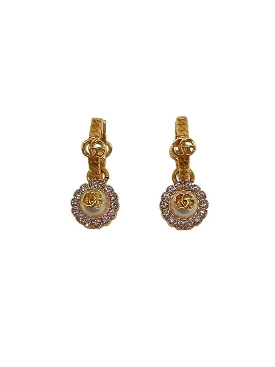 Gucci Earrings Double Pink Gold White