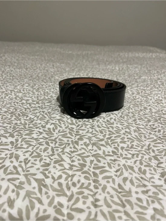 Men’s Black Gucci Belt with Interlocking G Buckle Size 44