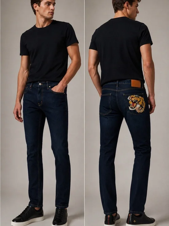 Authentic Gucci Tiger Embroidered Jeans  Size 31 Made in Italy RARE🐅