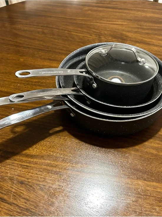 Granitestone™️ Black Cookware Set - 4 Piece with 3 Lids
