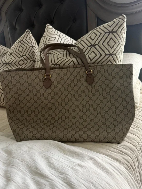 Gucci GG Supreme Zip Tote Bag | Beige/Ebony Monogram | Authentic