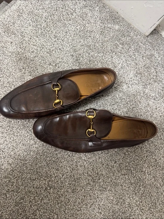 Gucci Brown Leather Horsebit Slip-On Loafers