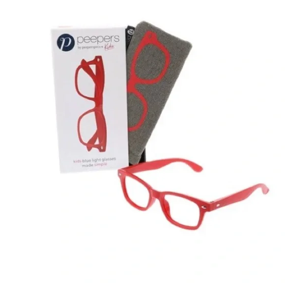 Peepers Blue Light Filtering Eyeglasses for Kids, New in Box, Red