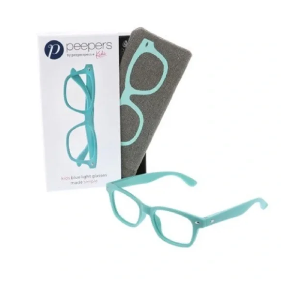 Peepers Blue Light Filtering Eyeglasses for Kids, New in Box, Teal Blue