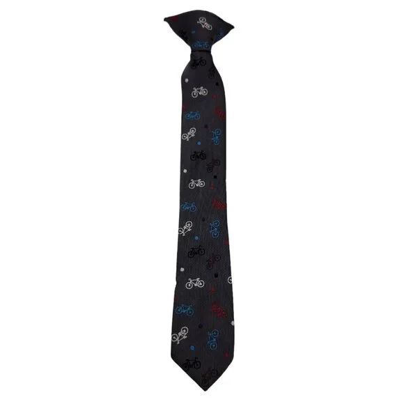 Boys Clip On Neck Tie Bicycles Blue Unique‎ 14.5