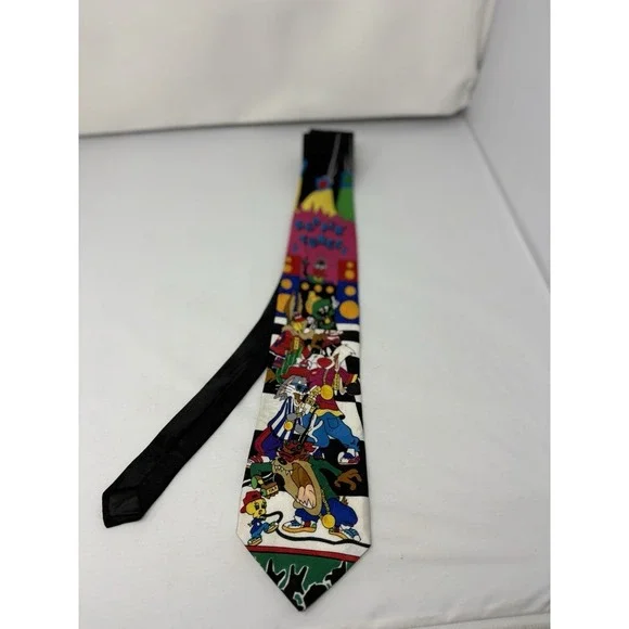Vintage Cartoons Looney Tunes Neck Tie RAPPIN TOONS Cartoons Warner Bros. 1993