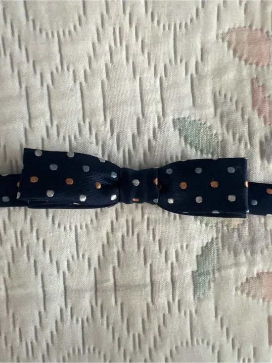 Boys Navy Polka Dot Pre-Tied Bow Tie