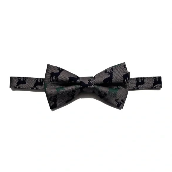 NWT Janie and Jack Baby Boys Gray Bow Tie with Moose Print Classic Preppy Winter