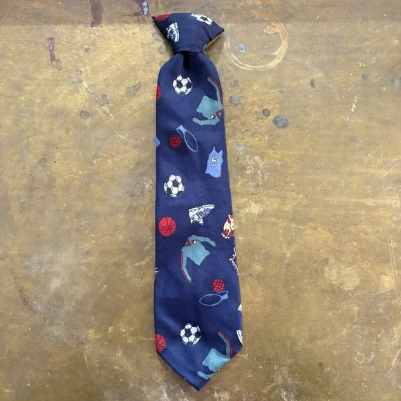 Michael James Boy's‎ Clip On Tie Navy Sports Pre-tied Soccer Basketball Church