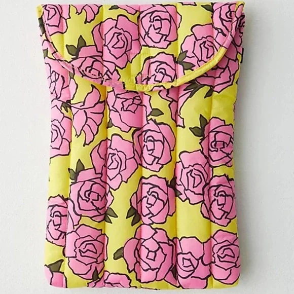 BAGGU 16 tablet Floral Pink and Yellow Padded Sleeve