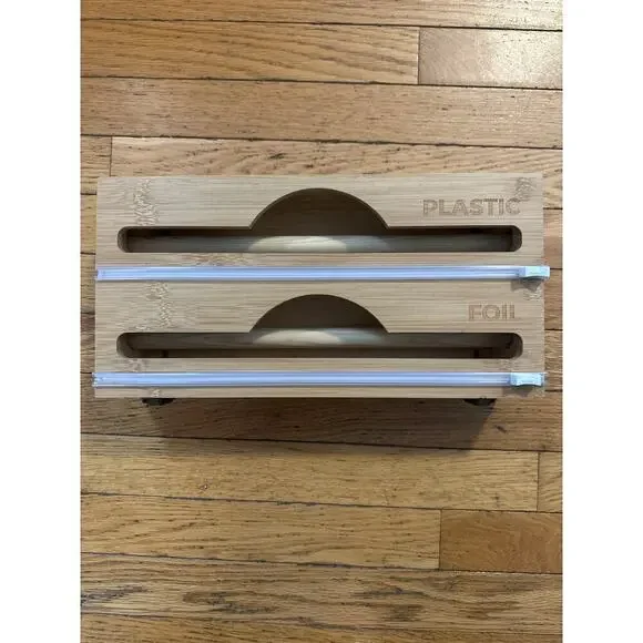 Bamboo Wrap Dispenser with Built in Cutter Plastic Foil