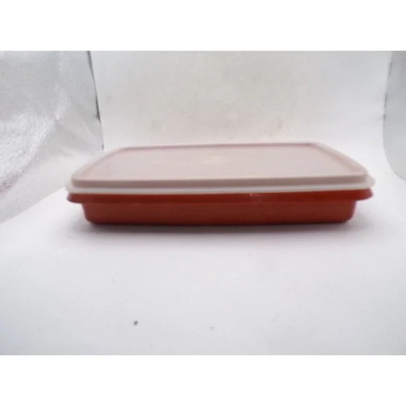 Vintage Tupperware Burnt Orange Rectangular Storage Container 816-13 with Lid