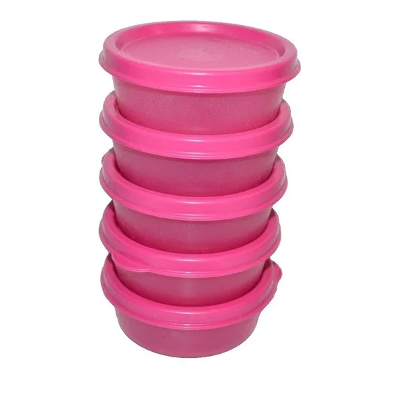 Tupperware Half Snack Cups Giant Smidget Mini Bowl  Pink  2oz 1642 Set 5
