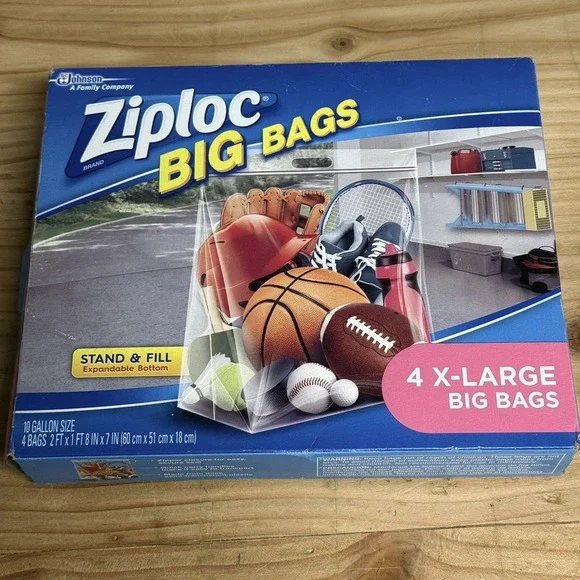 Ziploc 4‎ XL Big Bags 10 Gallon Size Storage New Sealed NOS