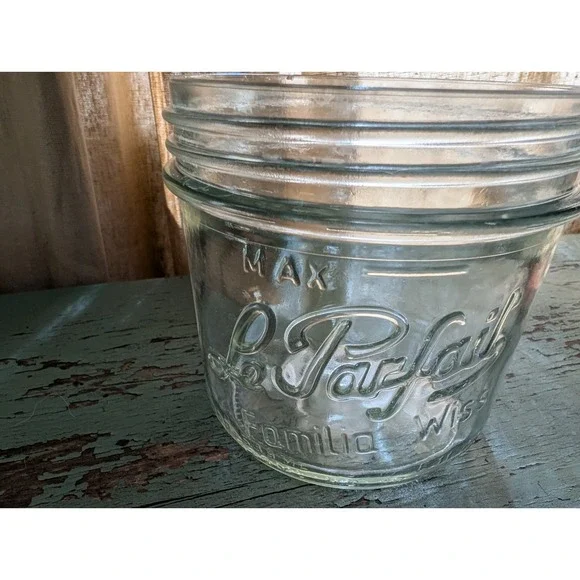 Vintage Le Parfait Embossed Glass Canning Storage Jar Wide Mouth France