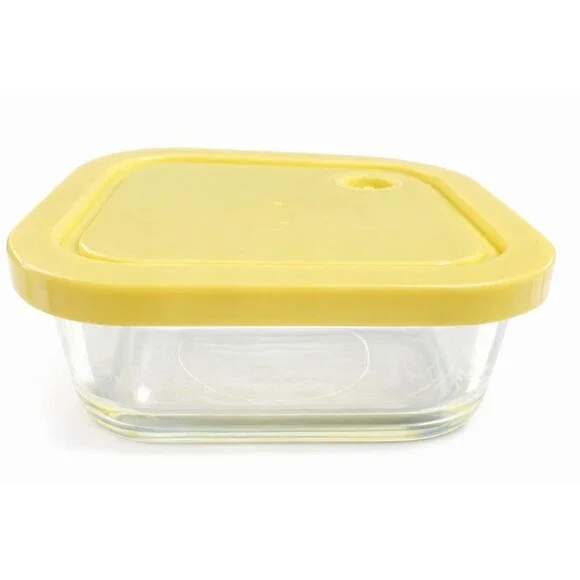 Vintage MCM Pyrex No Leak Glass Containers w/ Lids Yellow Retro Kitchen