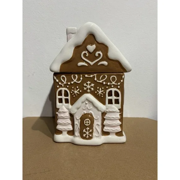 Peppermint & Pine Pink Christmas Gingerbread House Ceramic Cookie Jar - FLAWS