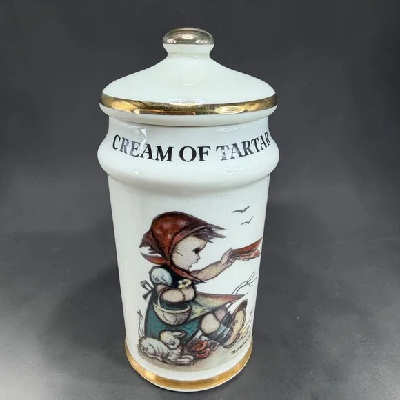 Vintage 1987 MJ Hummel Cream of Tartar Spice Jar ARS AG Gold Trim‎ Ceramic Japan