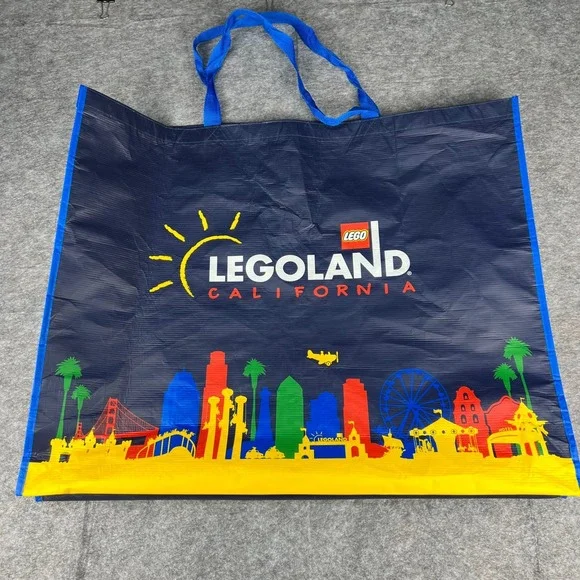 LEGO Legoland California Reusable‎ Shopping Bag Large Tote Navy Blue Souvenir