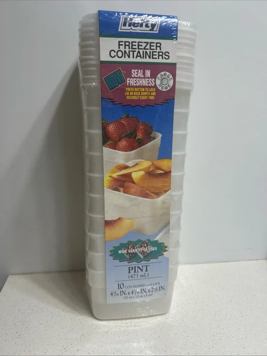 Hefty Freezer Pint Containers - White (10 Pack) NEW