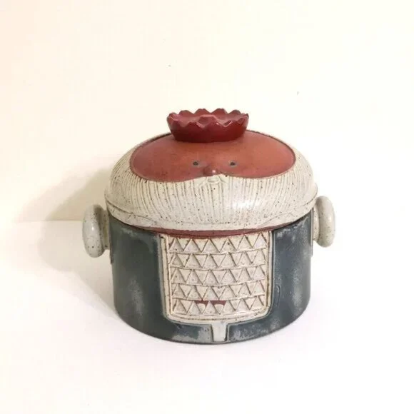 Vintage‎ UCTCI Gempo Japan King Stoneware Pot with Lid Canister Crock 6”Hx8” Dia