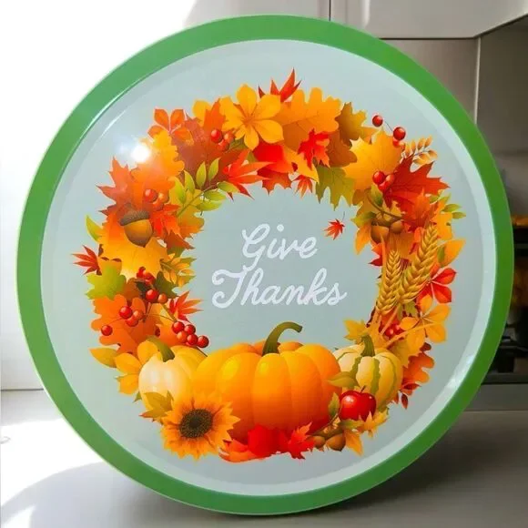 GIVE THANKS l Festive Autumn Round Cookie Tin