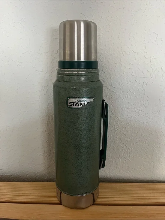 Aladdin Stanley Green Vacuum Flask Thermos Rare Vintage
