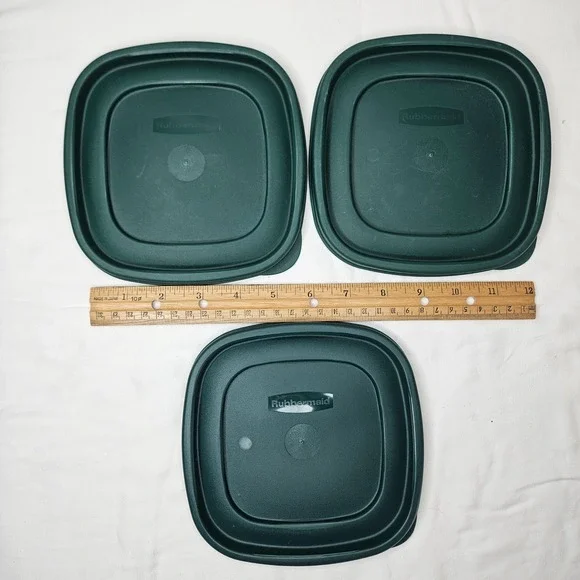 Rubbermaid 7J64 Replacement Lids Square‎ Dark Hunter Green Set of 3 6 in