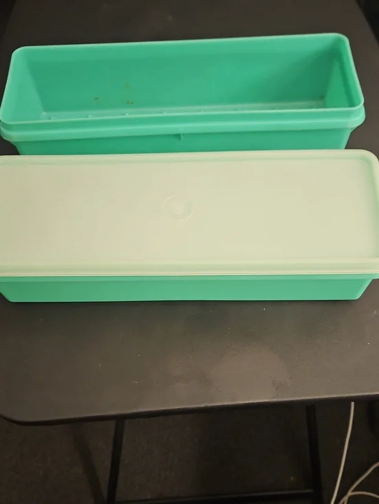 Tupperware VINTAGE Green Rectangular Storage Box