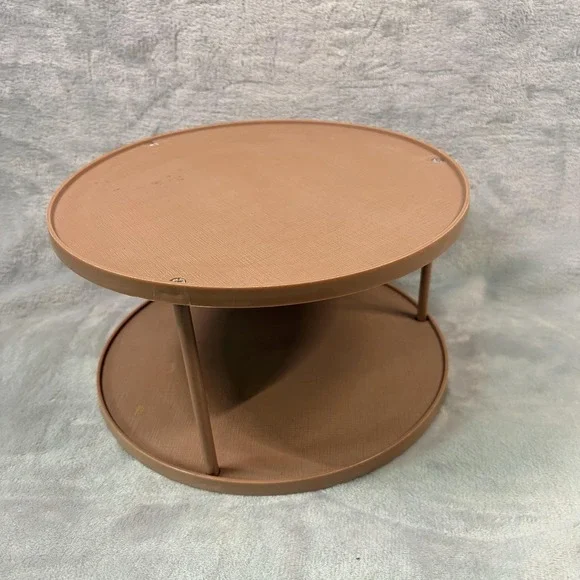 Vintage Rubbermaid 2 Tier Lazy Susan Turntable Brown Plastic Cabinet Organizer‎