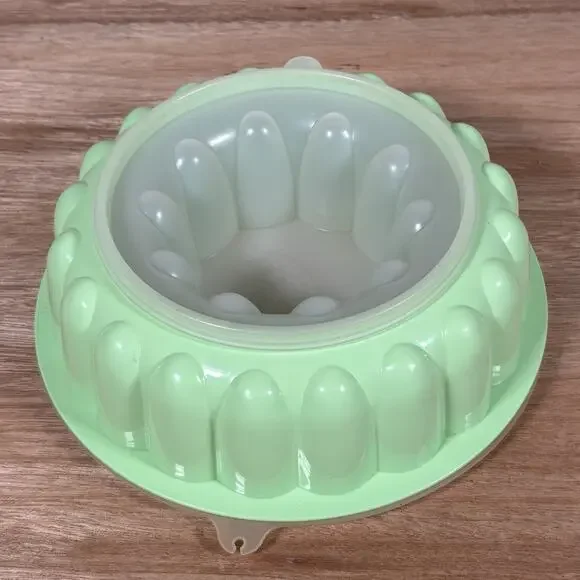 Tupperware 3pc Mint Green Jello Mold Ring Vintage Jel N Serve Food‎ Storage EUC