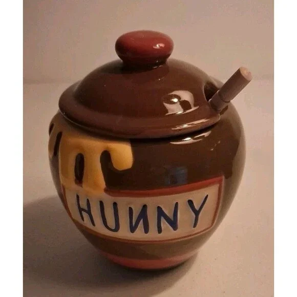 RARE Disney Winnie the Pooh Hunny Honey Pot  And Drizzler