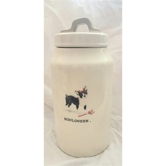NWT Rae Dunn HOWLOWEEN Dog Treat Halloween Canister 120260