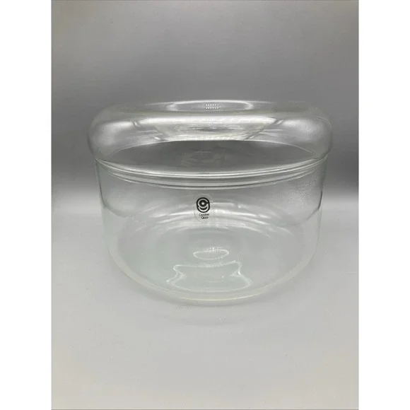 Vintage Clear Creative Glass By Corning Stackable Round Bowl Canister W/Lid