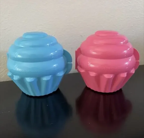 Tupperware Individual Cup Cake Muffin Keeper Holders Blue & PINK Brand New