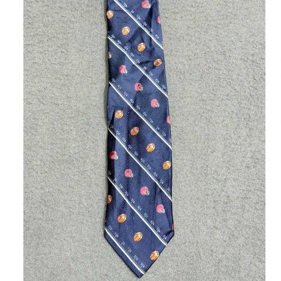 Lord Taylor Boys Navy Blue Silk Football Helmet and Ball Necktie