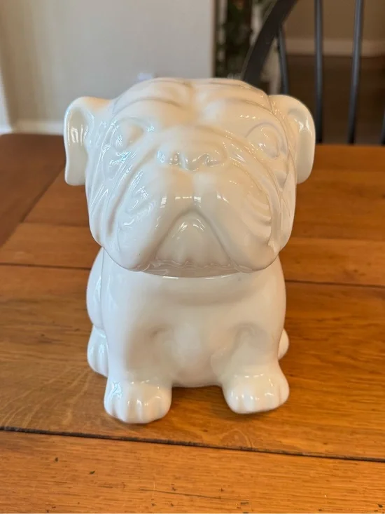 White Ceramic Bulldog Cookie Jar