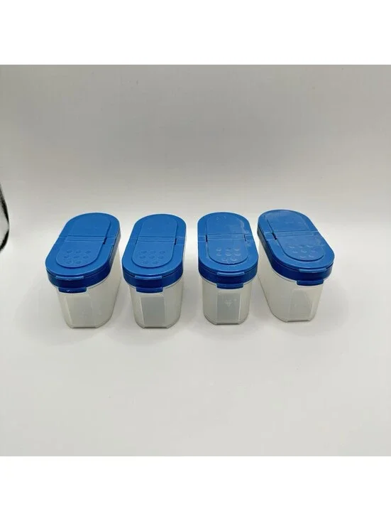 Tupperware Modular Mates Spice Container Shakers #1843 W/Blue Lids Set Of 4