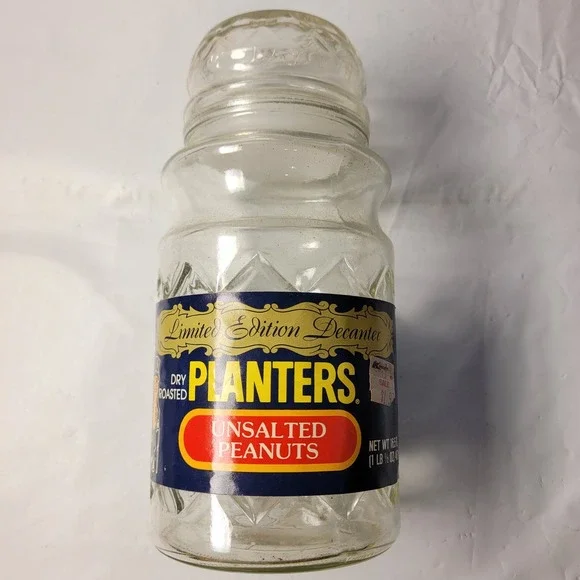 Planters‎ Peanuts Glass Decanter Vintage 1984 Mr Peanut Limited Edition Jar