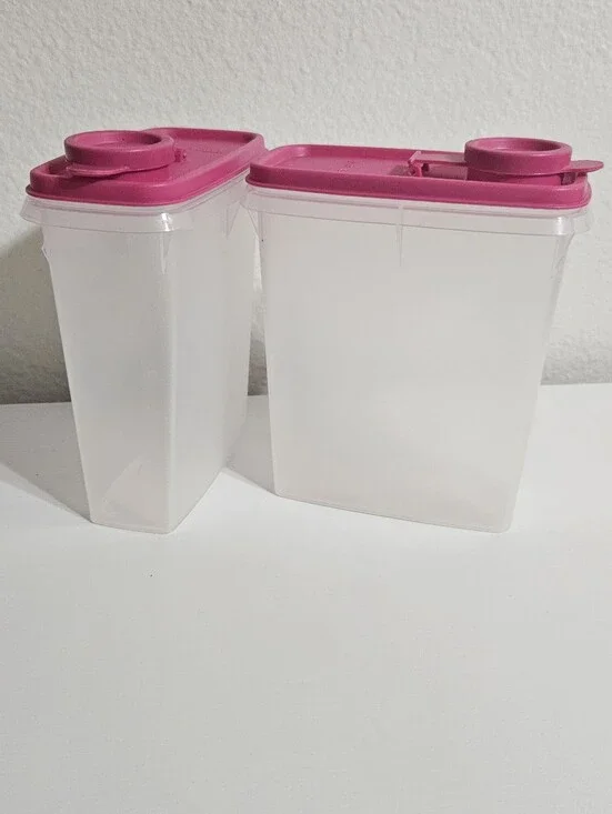 Tupperware Translucent Canisters with Bright Pink Lids - 2-Pack