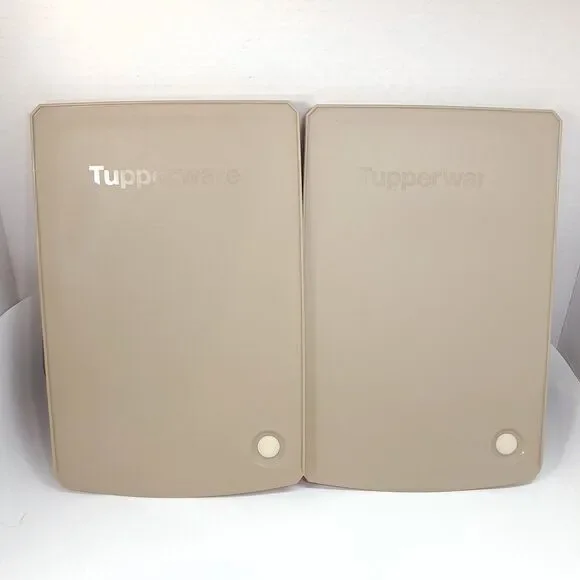 Tupperware Shelfsmart Set 2 Almond Lid Cover 5321A-2 5321A-3 5321 Tan Brown