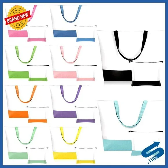 Large Canvas Tote Bags and Makeup Bags Set Reusable Grocery Luggage DIY
