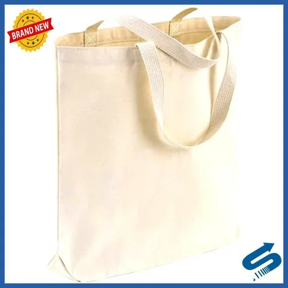 Heavy Duty Canvas Tote Bags Pack of 12 Reusable Blank DIY Craft Grocery Shopping